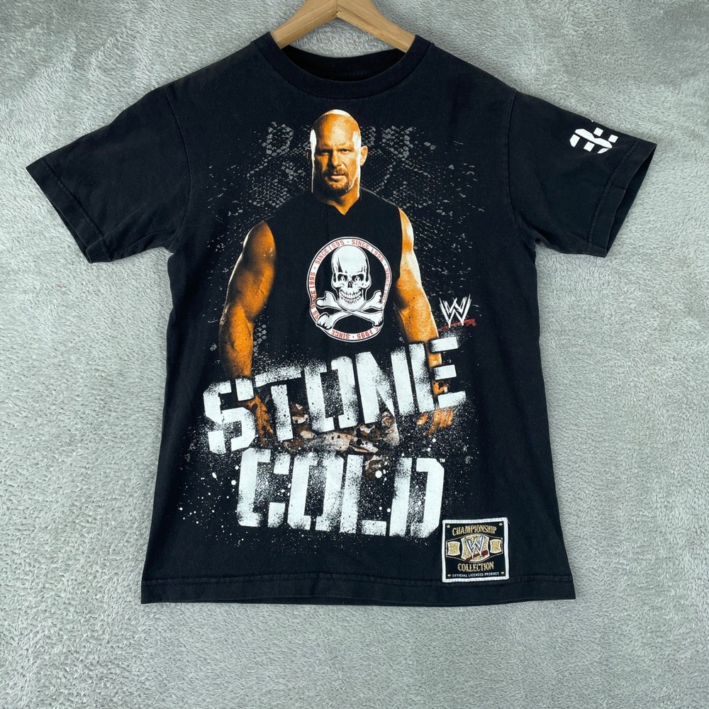 Stone Cold Steve Austin Shirt Mens Small Black WWE Wrestling 3:16 Skull 2007